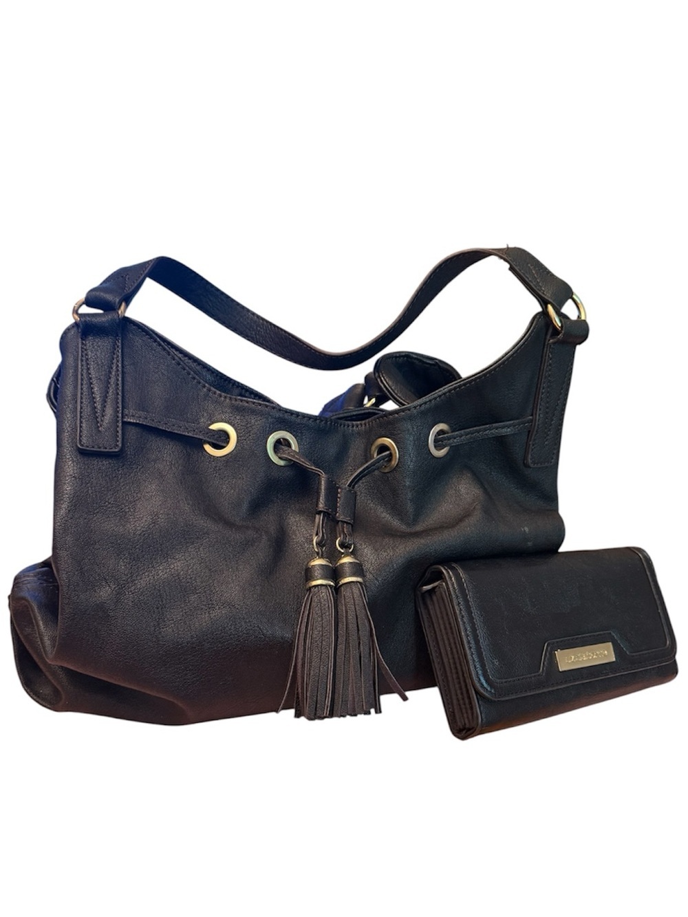 Liz Claiborne Black Shoulder Bag with Matching Wallet - Picture 2 of 12